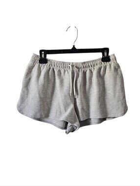 Tenshoppe Gray Waffle Knit Thermal Lounge Shorts Comfort Drawstring Pockets L